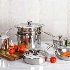 Le Creuset 10 Piece Stainless Steel Cookware Set Le Creuset Cookware Sets