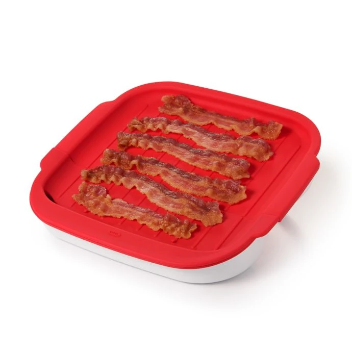 OXO Good Grips Microwave Bacon Crisper In Red/White Cook With OXO 1 OXO Good Grips Microwave Bacon Crisper In Red/White Cook With OXO
