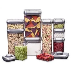 OXO Good Grips 10-Piece Food Storage Pop Container In Stainless Steel Organize With OXO