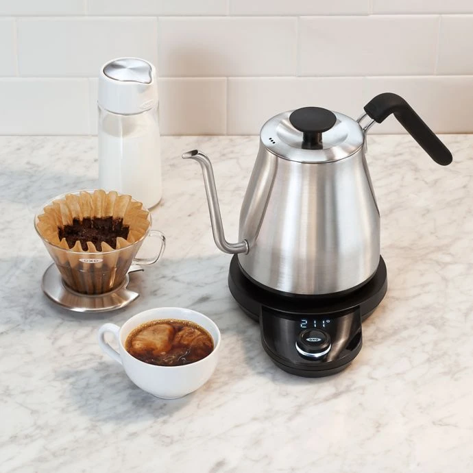 OXO Brew Adjustable Temperature Electric Gooseneck Stainless Steel Kettle 2 OXO Brew Adjustable Temperature Electric Gooseneck Stainless Steel Kettle