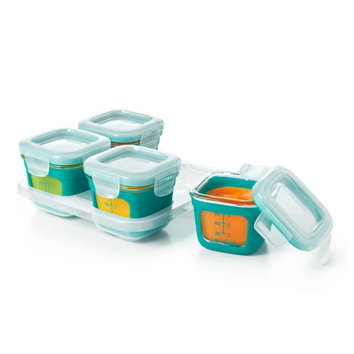 OXO Tot Baby & Toddler OXO Tot 4 Oz. Glass Baby Food Storage Blocks With Silicone Sleeves In Teal (Set Of 4) 6 OXO Tot Baby & Toddler OXO Tot 4 Oz. Glass Baby Food Storage Blocks With Silicone Sleeves In Teal (Set Of 4)