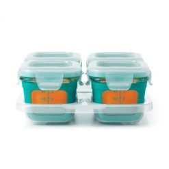 OXO Tot Baby & Toddler OXO Tot 4 Oz. Glass Baby Food Storage Blocks With Silicone Sleeves In Teal (Set Of 4) 13 OXO Tot Baby & Toddler OXO Tot 4 Oz. Glass Baby Food Storage Blocks With Silicone Sleeves In Teal (Set Of 4)