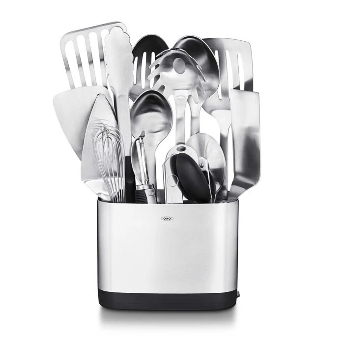 OXO 15-Piece Stainless Steel Kitchen Utensil Set Cook With OXO 1 OXO 15-Piece Stainless Steel Kitchen Utensil Set Cook With OXO