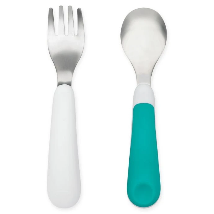 OXO Tot Fork And Spoon Set In Teal 1 OXO Tot Fork And Spoon Set In Teal