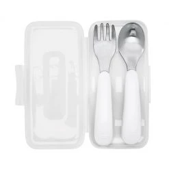 OXO Tot On The Go Fork And Spoon Set With Travel Case In Teal
