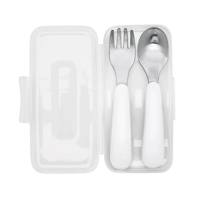 OXO Tot On The Go Fork And Spoon Set With Travel Case In Navy 3 OXO Tot On The Go Fork And Spoon Set With Travel Case In Navy