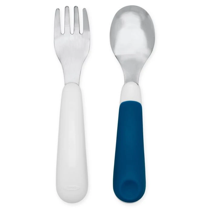OXO Tot On The Go Fork And Spoon Set With Travel Case In Navy 1 OXO Tot On The Go Fork And Spoon Set With Travel Case In Navy