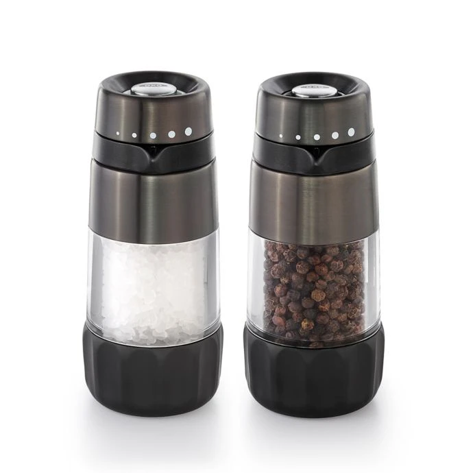 OXO Good Grips Top Dispensing Salt And Pepper Grinder Set In Black Cook With OXO 1 OXO Good Grips Top Dispensing Salt And Pepper Grinder Set In Black Cook With OXO