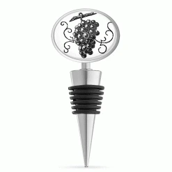 True Fabrications Wine Bottle Stoppers Engraved Grapes Enamel Bottle Stopper