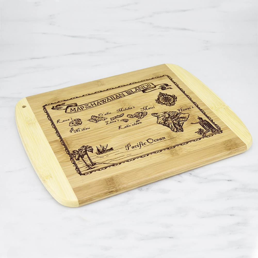 Hawaiian Collection Totally Bamboo Vintage Hawaiian Islands Map Engraved Bamboo Serving And Cutting Board 3 Hawaiian Collection Totally Bamboo Vintage Hawaiian Islands Map Engraved Bamboo Serving And Cutting Board