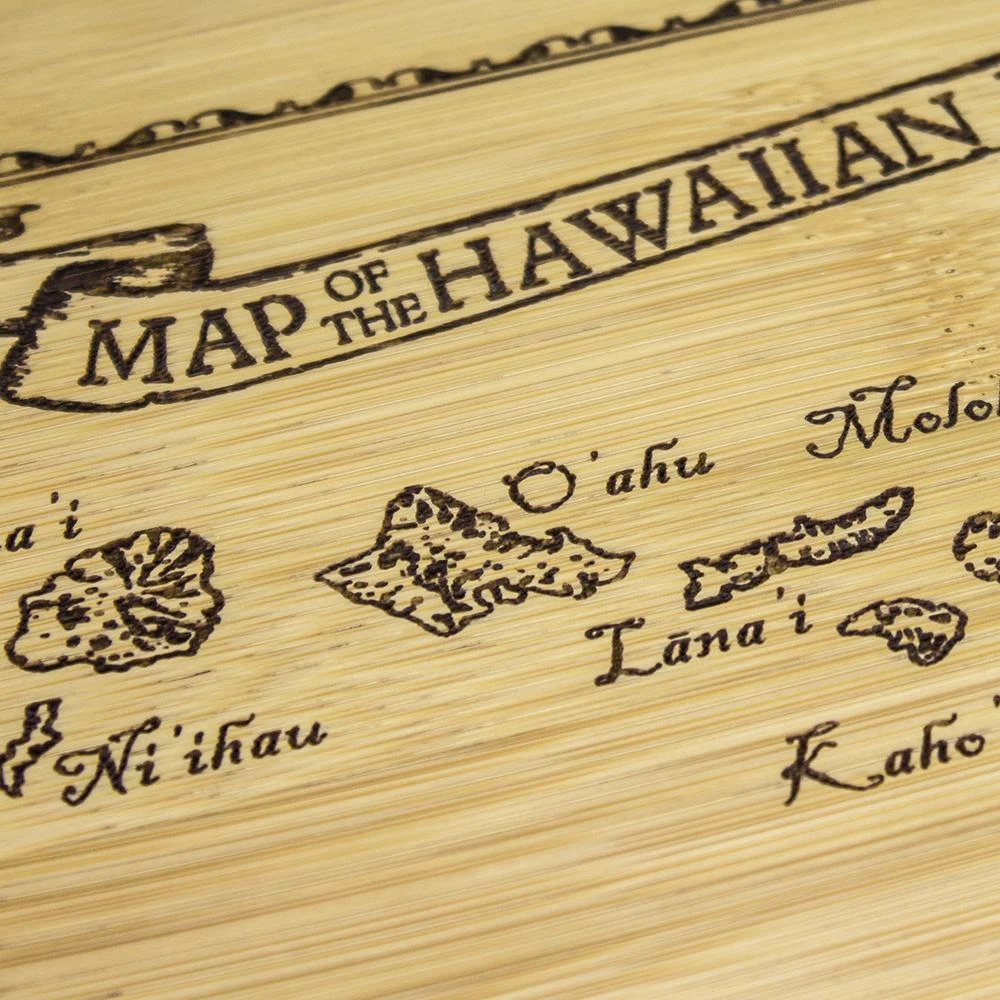 Hawaiian Collection Totally Bamboo Vintage Hawaiian Islands Map Engraved Bamboo Serving And Cutting Board 4 Hawaiian Collection Totally Bamboo Vintage Hawaiian Islands Map Engraved Bamboo Serving And Cutting Board