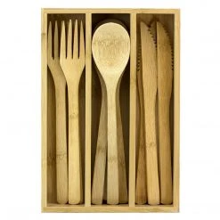 Storage & Organization Totally Bamboo 12-Piece Bamboo Flatware Set With Portable Storage Case