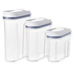 OXO Good Grips 3-Piece Clear Food Container With Dispenser Top Set Organize With OXO