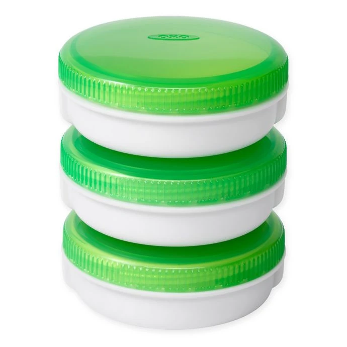 OXO Good Grips 2 Oz. On-the-Go Dressing Containers In Green/White (Set Of 3) Organize With OXO 1 OXO Good Grips 2 Oz. On-the-Go Dressing Containers In Green/White (Set Of 3) Organize With OXO