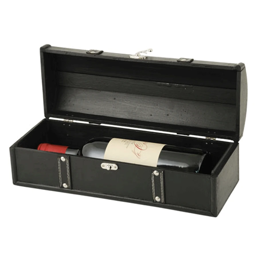 Wine Carry Bags True Fabrications 1-Bottle Antique Black Wine Box 1 Wine Carry Bags True Fabrications 1-Bottle Antique Black Wine Box