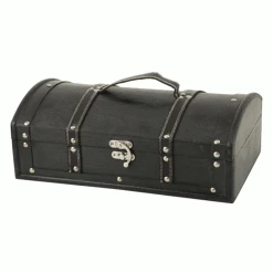 True Fabrications 2-Bottle Antique Black Wine Box
