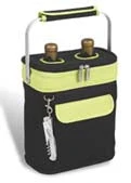 Picnic At Ascot Two Bottle Tote - Black Wine Carry Bags