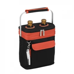 Picnic At Ascot Two Bottle Tote - Orange Wine Carry Bags