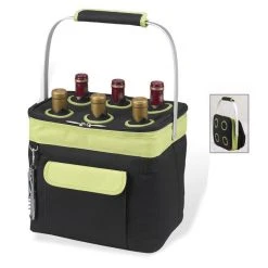 Picnic At Ascot 6-Bottle Collapsible Multi-purpose Cooler - Apple Wine Carry Bags