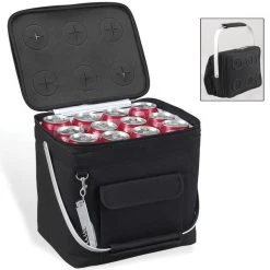 Picnic At Ascot 6-Bottle Collapsible Multi-purpose Cooler - Black Wine Carry Bags