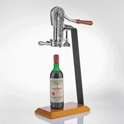 Shopwinestuff Stationary Corkscrews Wine Enthusiast Legacy Stationary Corkscrew With Birch Stand- Antique Pewter