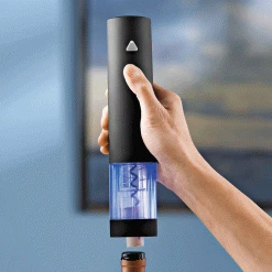 Wine Enthusiast Electric Blue Push-Button Corkscrew- Black 5 Wine Enthusiast Electric Blue Push-Button Corkscrew- Black