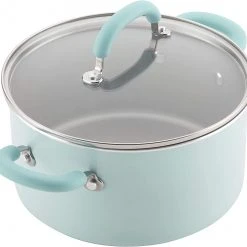 Rachael Ray Create Delicious Nonstick Cookware Pots And Pans Set, 13 Piece, Light Blue Shimmer
