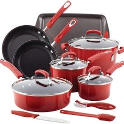Rachael Ray Brights Nonstick 14 Piece Cookware Set - Red