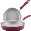 Rachael Ray Create Delicious 2 Piece Nonstick Skillet Set, Burgundy Shimmer