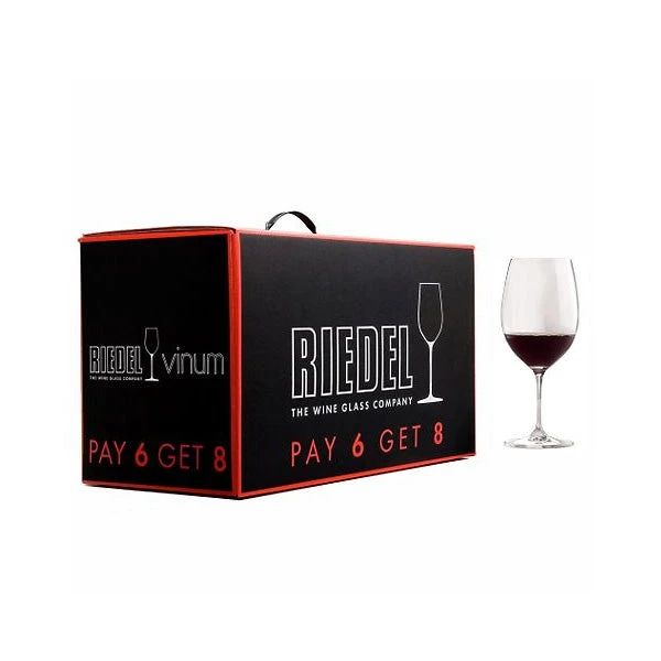 Riedel Value Sets Riedel Vinum Bordeaux / Cabernet Stemware, Set Of 6 + 2 Free (Set Of 8) 1 Riedel Value Sets Riedel Vinum Bordeaux / Cabernet Stemware, Set Of 6 + 2 Free (Set Of 8)