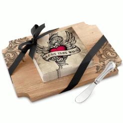 Epic Products Wine Bottle Accessories Bless This Wine Wood Cutting Board & Napkin Gift Set