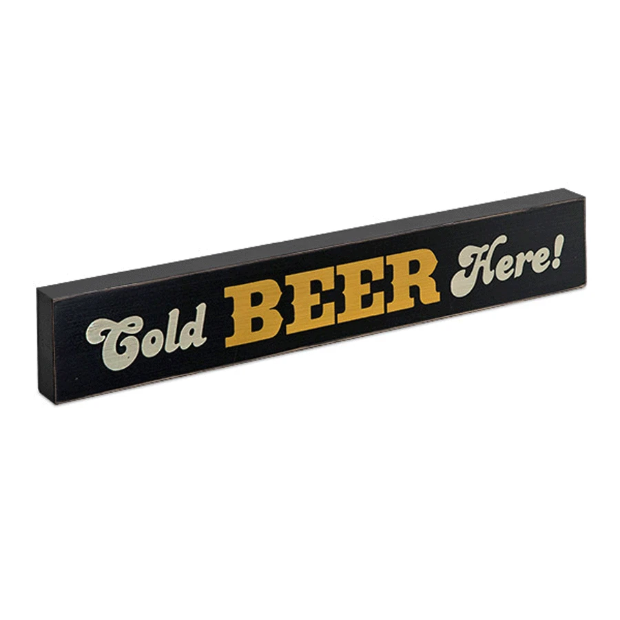 Epic Products Cold Beer Here! Wood Block Sign - Small Wine / Beer Signs 1 Epic Products Cold Beer Here! Wood Block Sign - Small Wine / Beer Signs
