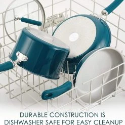 Rachael Ray Create Delicious Nonstick Cookware Pots And Pans Set, 13 Piece, Teal Shimmer
