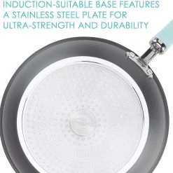 Rachael Ray Create Delicious Hard Anodized Nonstick Cookware Pots And Pans Set, 11 Piece, Gray With Light Blue Handles