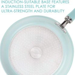 Rachael Ray Create Delicious 9.5 Inch Nonstick Deep Fry Pan, Light Blue Shimmer