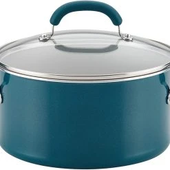 Rachael Ray Create Delicious Nonstick Stock Pot/Stockpot With Lid - 6 Quart, Teal Shimmer