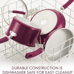 Rachael Ray Create Delicious Nonstick Cookware Pots And Pans Set, 13 Piece, Burgundy Shimmer