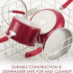 Rachael Ray Create Delicious 9.5 Inch Nonstick Deep Fry Pan, Red Shimmer