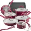 Rachael Ray Create Delicious Nonstick Cookware Pots And Pans Set, 13 Piece, Burgundy Shimmer