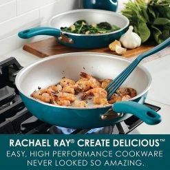 Rachael Ray Create Delicious 2 Piece Nonstick Skillet Set, Teal Shimmer