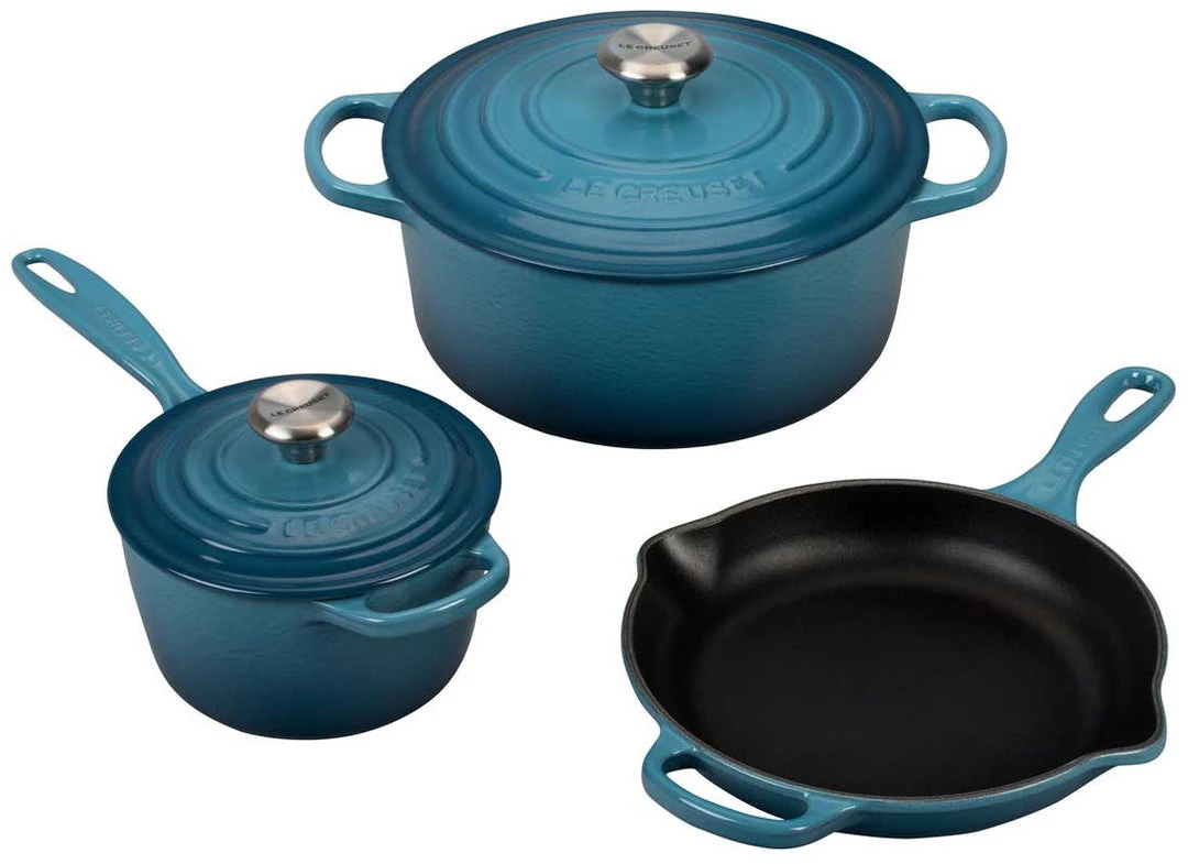 Le Creuset Dutch Ovens Le Creuset 5 Piece Enameled Cast Iron Signature Set 2 Le Creuset Dutch Ovens Le Creuset 5 Piece Enameled Cast Iron Signature Set