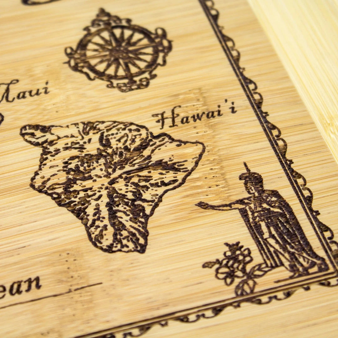 Hawaiian Collection Totally Bamboo Vintage Hawaiian Islands Map Engraved Bamboo Serving And Cutting Board 5 Hawaiian Collection Totally Bamboo Vintage Hawaiian Islands Map Engraved Bamboo Serving And Cutting Board