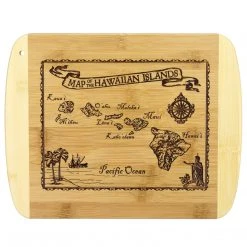 Hawaiian Collection Totally Bamboo Vintage Hawaiian Islands Map Engraved Bamboo Serving And Cutting Board