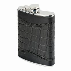 Flasks Oenophilia Black Alligator Flask - 8 Oz