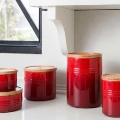 Le Creuset Wine & Kitchen Tools Le Creuset 2.5 Quart Stoneware Storage Canister W/Wood Lid