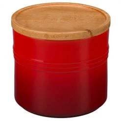 Le Creuset 1.5 Quart Stoneware Storage Canister W/Wood Lid Le Creuset Wine & Kitchen Tools