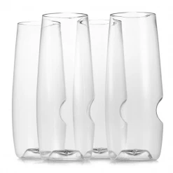 Govino Top Rack Series Shatterproof Champagne Glasses, Dishwasher Safe, Set Of 4