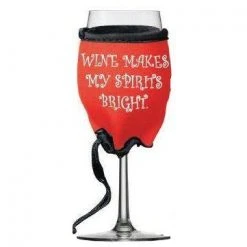 Wine Woozie Woozie Holiday, Wine Makes My Spirits Bright Wine Glass Accessories