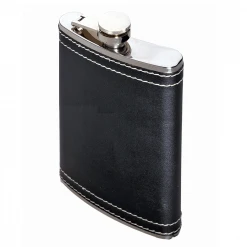 Oenophilia Wine Leather Flask W/ Stitching - 6 Oz
