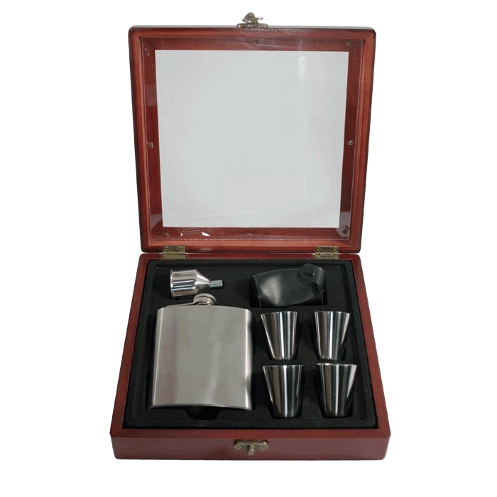 Pampered Grape Stainless Steel Flask Gift Set - 7 Oz Flasks 1 Pampered Grape Stainless Steel Flask Gift Set - 7 Oz Flasks